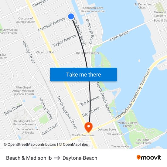 Beach & Madison Ib to Daytona-Beach map