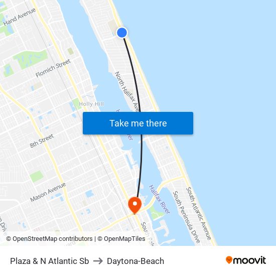 Plaza & N Atlantic Sb to Daytona-Beach map