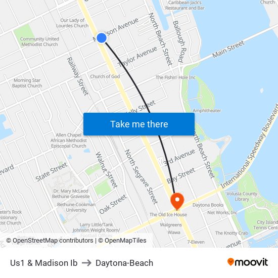 Us1 & Madison Ib to Daytona-Beach map