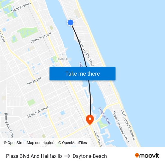 Plaza Blvd And Halifax Ib to Daytona-Beach map