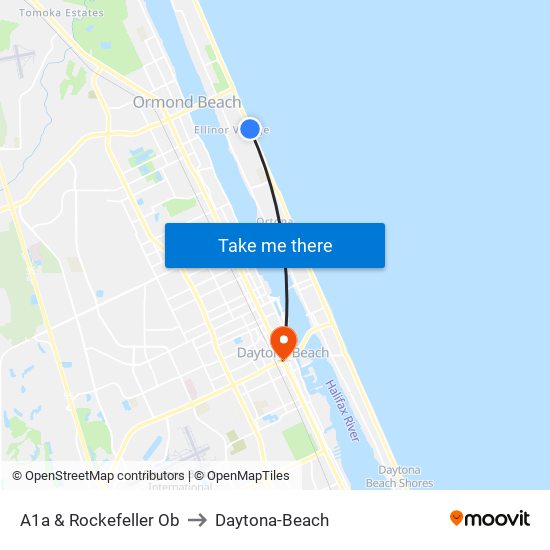 A1a & Rockefeller Ob to Daytona-Beach map