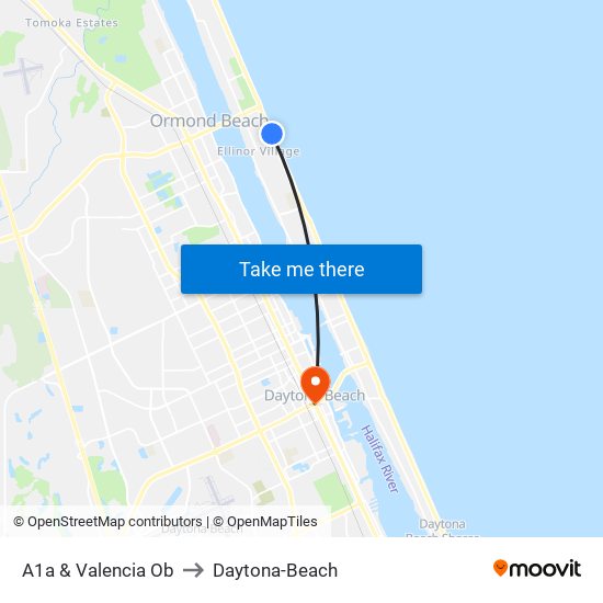 A1a & Valencia Ob to Daytona-Beach map