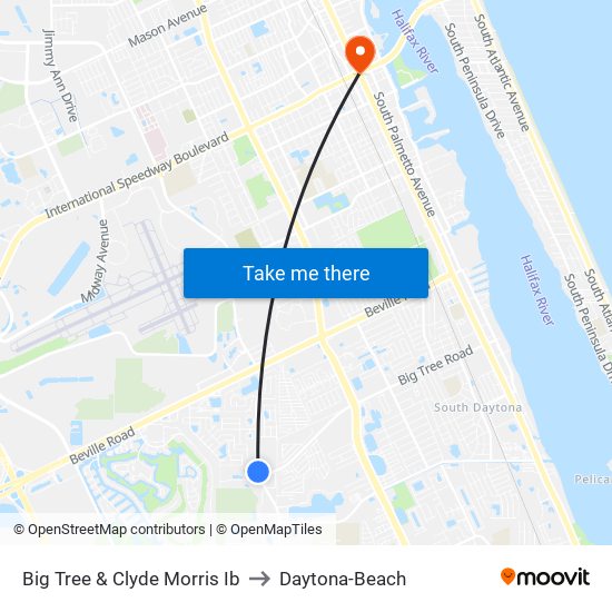 Big Tree & Clyde Morris Ib to Daytona-Beach map