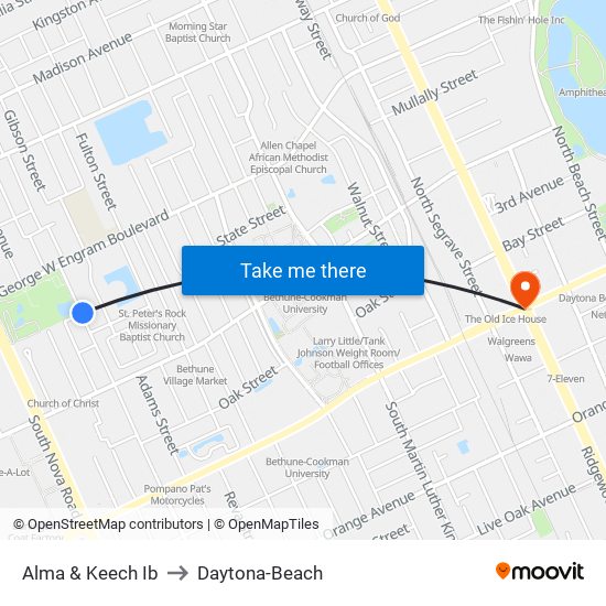 Alma & Keech Ib to Daytona-Beach map