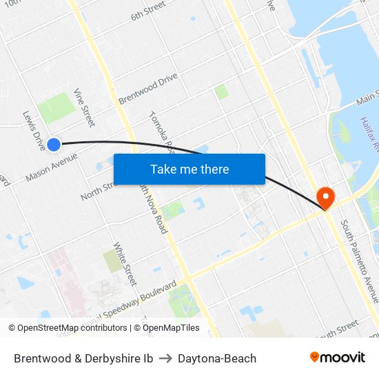 Brentwood & Derbyshire Ib to Daytona-Beach map