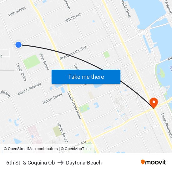 6th St. & Coquina Ob to Daytona-Beach map