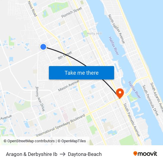 Aragon & Derbyshire Ib to Daytona-Beach map