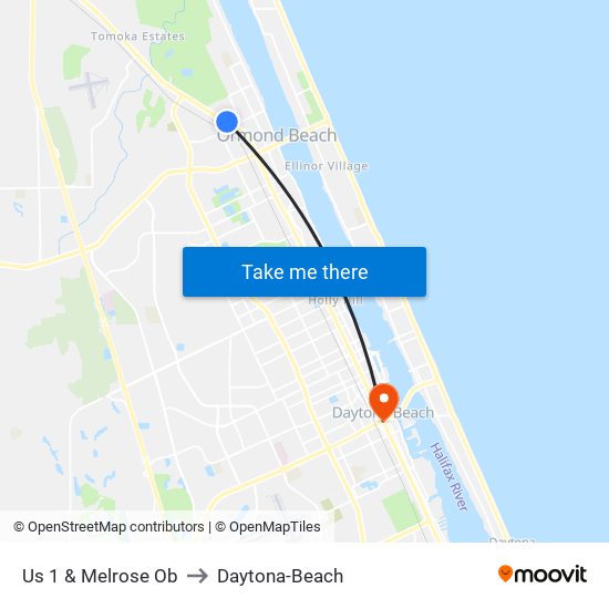 Us 1 & Melrose Ob to Daytona-Beach map