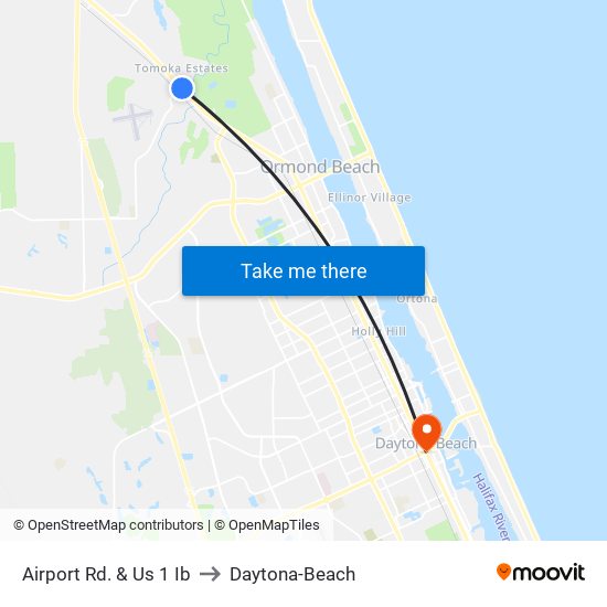 Airport Rd. & Us 1 Ib to Daytona-Beach map