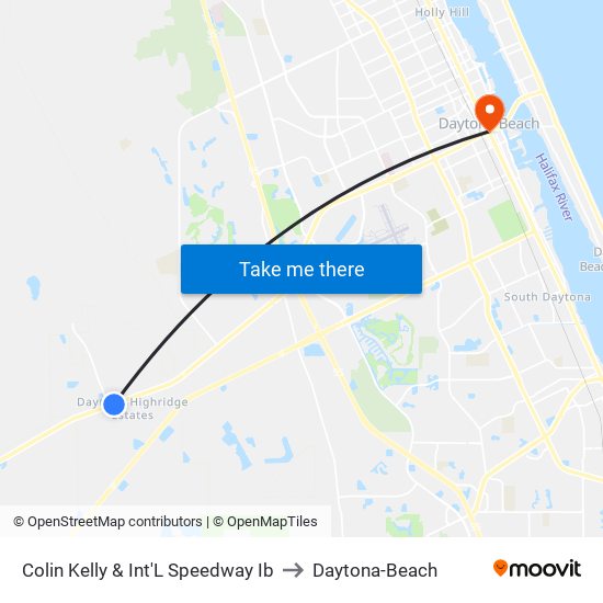 Colin Kelly & Int'L Speedway  Ib to Daytona-Beach map