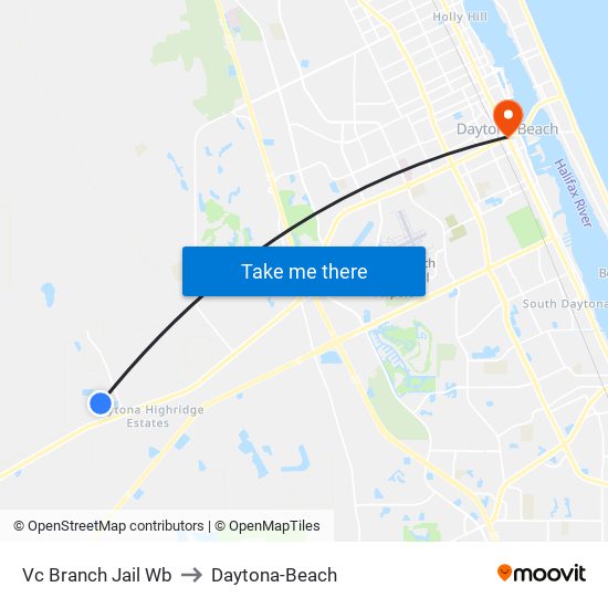 Vc Branch Jail Wb to Daytona-Beach map