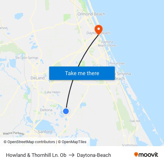 Howland & Thornhill Ln. Ob to Daytona-Beach map