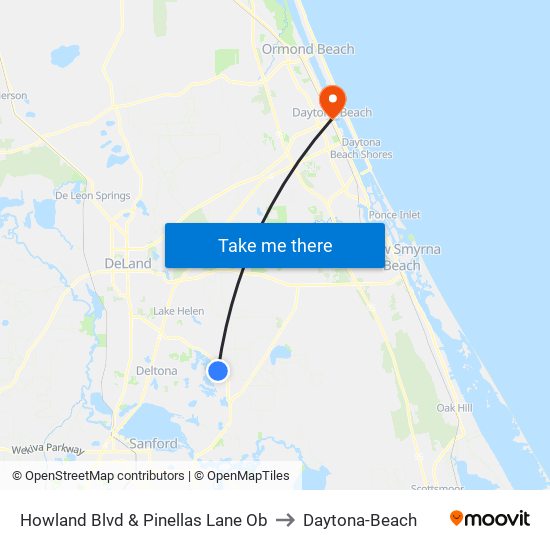 Howland Blvd & Pinellas Lane Ob to Daytona-Beach map