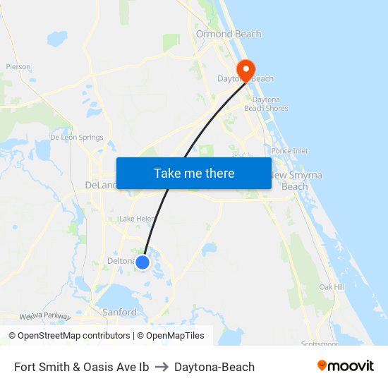 Fort Smith & Oasis Ave Ib to Daytona-Beach map