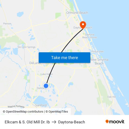 Elkcam & S. Old Mill Dr. Ib to Daytona-Beach map