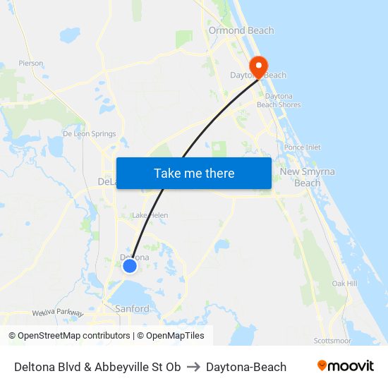 Deltona Blvd & Abbeyville St Ob to Daytona-Beach map