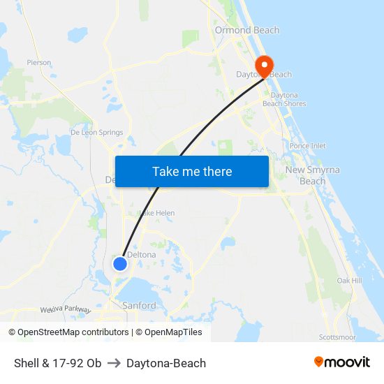 Shell & 17-92 Ob to Daytona-Beach map