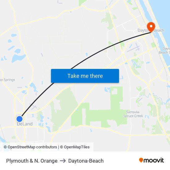 Plymouth & N. Orange to Daytona-Beach map