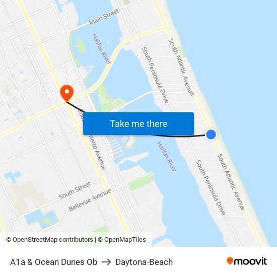 A1a & Ocean Dunes Ob to Daytona-Beach map