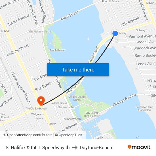 S. Halifax & Int' L Speedway Ib to Daytona-Beach map