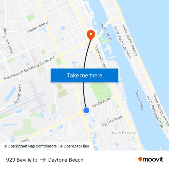 929 Beville Ib to Daytona-Beach map