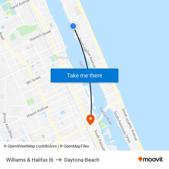 Williams & Halifax Ib to Daytona-Beach map