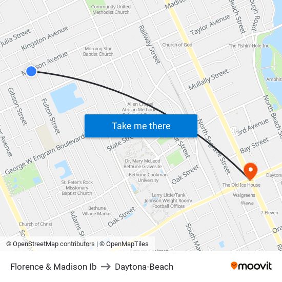 Florence & Madison Ib to Daytona-Beach map