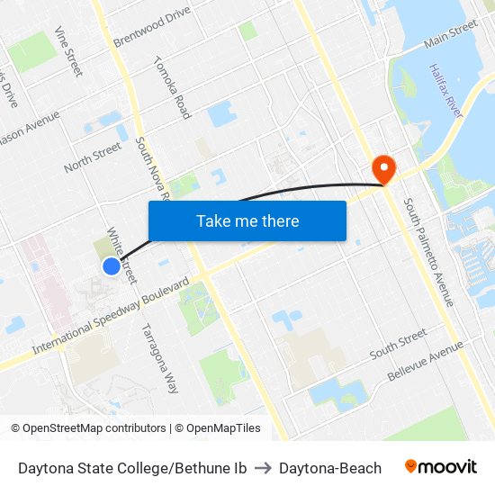 Daytona State College/Bethune Ib to Daytona-Beach map