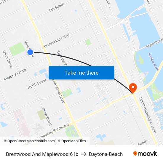 Brentwood And Maplewood 6 Ib to Daytona-Beach map