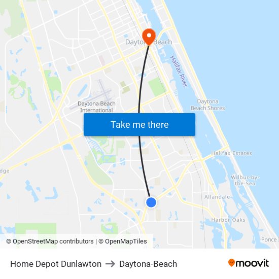 Home Depot  Dunlawton to Daytona-Beach map