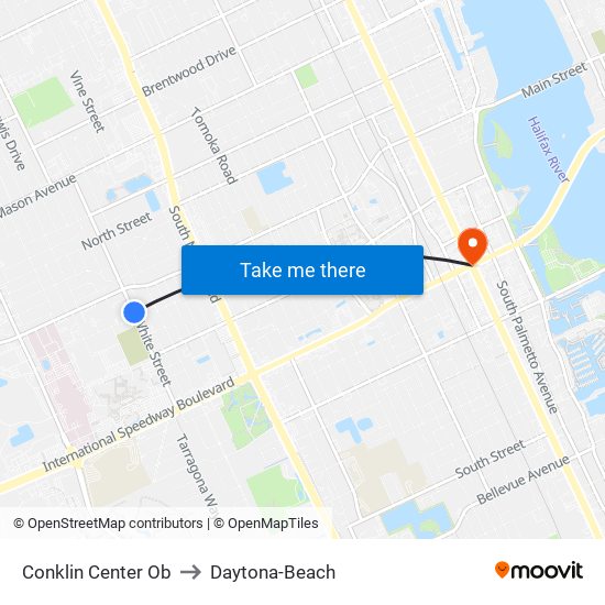 Conklin Center Ob to Daytona-Beach map