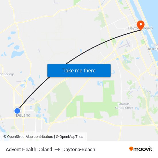 Advent Health Deland to Daytona-Beach map