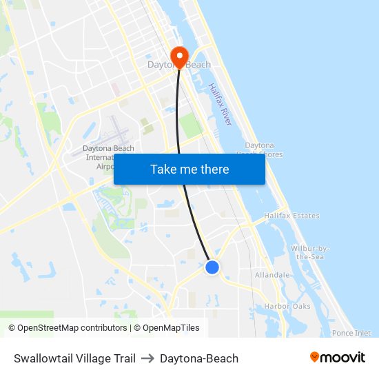 Swallowtail  Village Trail to Daytona-Beach map