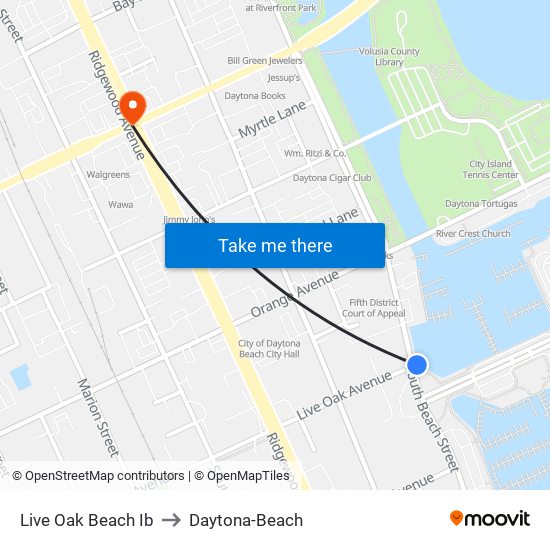 Live Oak  Beach Ib to Daytona-Beach map