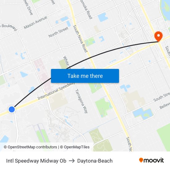 Intl Speedway  Midway Ob to Daytona-Beach map