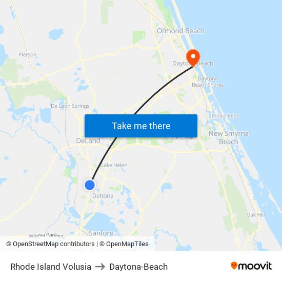 Rhode Island  Volusia to Daytona-Beach map