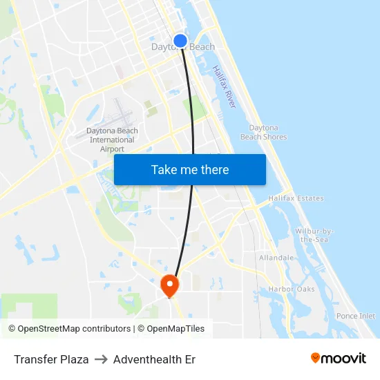 Transfer Plaza to Adventhealth Er map