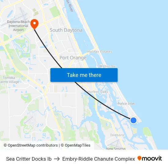 Sea Critter Docks  Ib to Embry-Riddle Chanute Complex map
