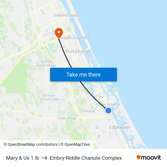 Mary & Us 1 Ib to Embry-Riddle Chanute Complex map