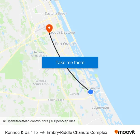 Ronnoc & Us 1 Ib to Embry-Riddle Chanute Complex map