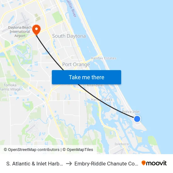 S. Atlantic & Inlet Harbor Ob to Embry-Riddle Chanute Complex map