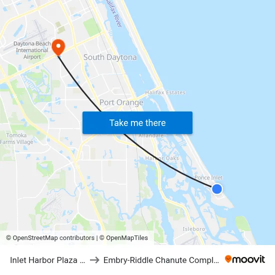 Inlet Harbor Plaza Ib to Embry-Riddle Chanute Complex map