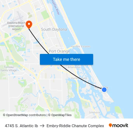 4745 S. Atlantic Ib to Embry-Riddle Chanute Complex map