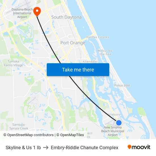 Skyline & Us 1 Ib to Embry-Riddle Chanute Complex map