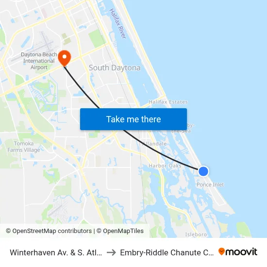 Winterhaven Av. & S. Atlantic Ib to Embry-Riddle Chanute Complex map