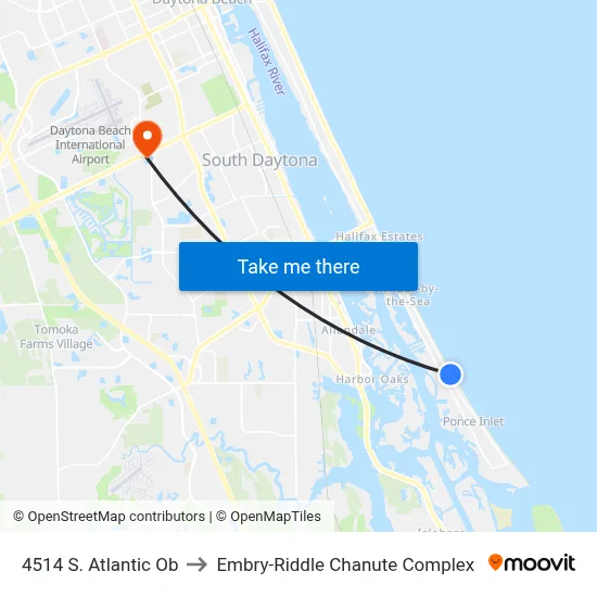 4514 S. Atlantic Ob to Embry-Riddle Chanute Complex map