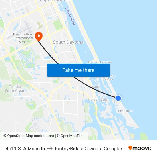 4511 S. Atlantic Ib to Embry-Riddle Chanute Complex map