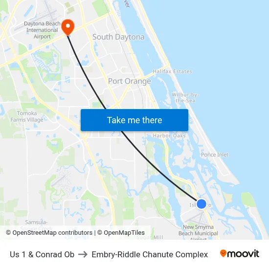 Us 1 & Conrad Ob to Embry-Riddle Chanute Complex map