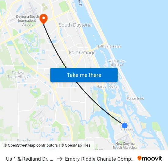 Us 1 & Redland Dr. Ob to Embry-Riddle Chanute Complex map