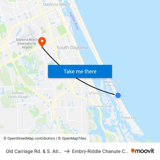 Old Carriage Rd. & S. Atlantic Ib to Embry-Riddle Chanute Complex map